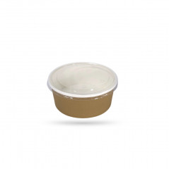 BOL SALADE GAMME KRAFT BRUN INT. BLANC 240 ML AVEC COUVERCLE PET Ø115 MM (50 U)