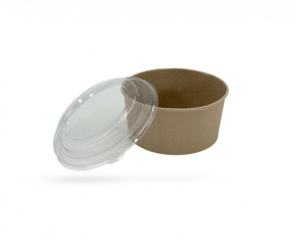 BOL SALADE GAMME KRAFT BRUN 145x125x70 MM 750 ML AVEC COUVERCLE Ø150 MM (50 U)