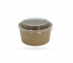 BOL SALADE GAMME KRAFT BRUN 145x125x70 MM 750 ML AVEC COUVERCLE Ø150 MM (50 U)