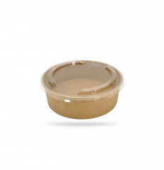 BOL SALADE GAMME KRAFT BRUN 185X165X60 MM 1100 ML AVEC COUVERCLE Ø190MM (50 U)