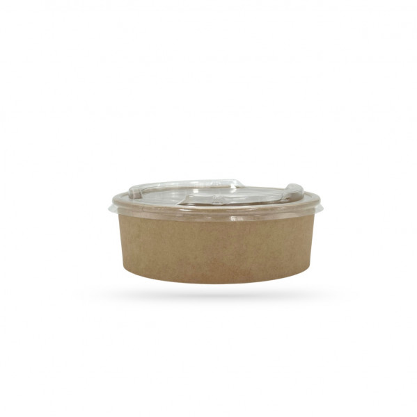 BOL SALADE KRAFT BRUN 1100 ML AVEC COUVERCLE Ø16.5 CM (300 U)