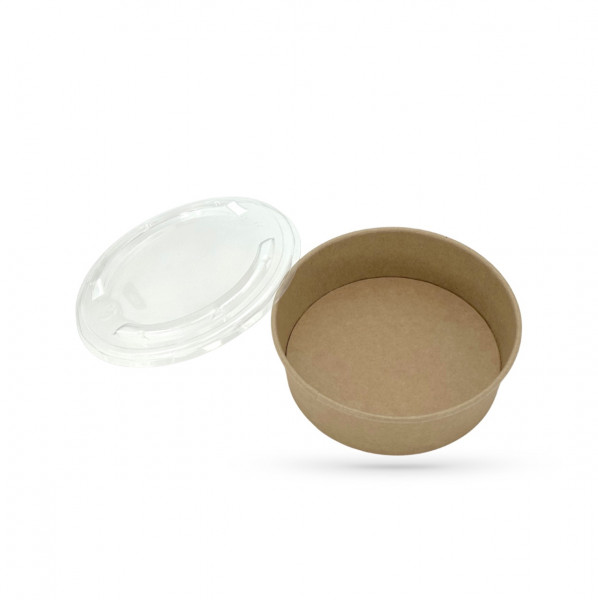 BOL SALADE KRAFT BRUN 1100 ML AVEC COUVERCLE Ø16.5 CM (300 U)