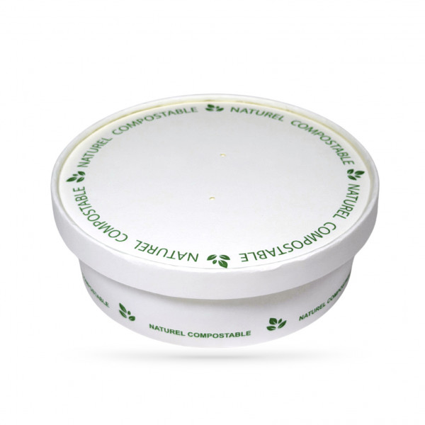 BOL SALADE COMPOSTABLE NATUREL BLANC 480 ML Ø15XØ13XH4.5 CM (50 U)