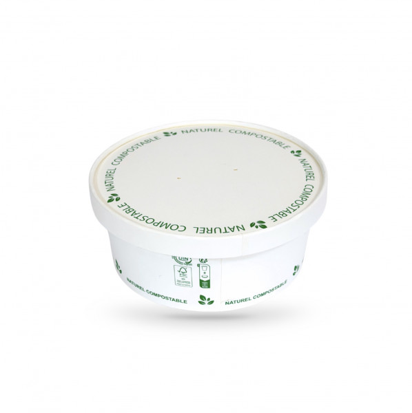 BOL SALADE COMPOSTABLE NATUREL BLANC 680 ML Ø15XØ13XH5.8 CM (50 U)