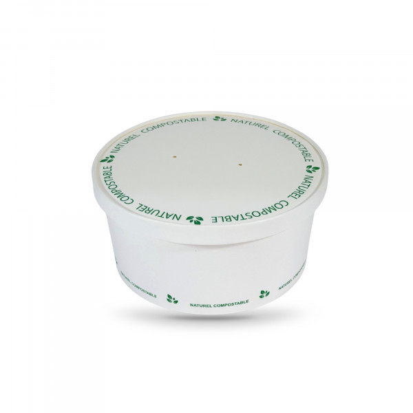 BOL SALADE COMPOSTABLE NATUREL BLANC 1000 ML Ø15XØ13XH7.8 CM (50 U)