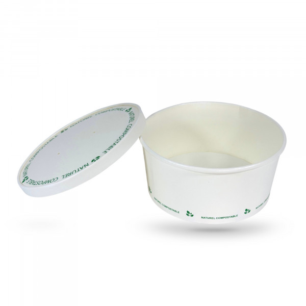 BOL SALADE COMPOSTABLE NATUREL BLANC 1000 ML Ø15XØ13XH7.8 CM (50 U)
