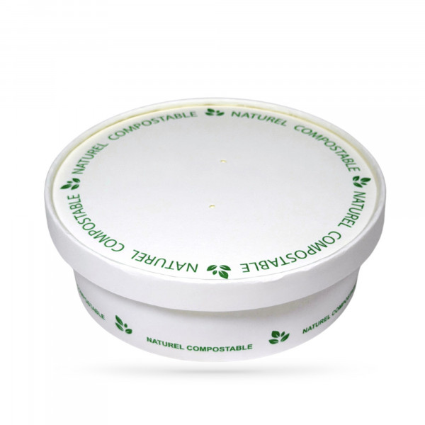 BOL SALADE COMPOSTABLE NATUREL BLANC 1100 ML Ø18.5XØ16XH6.3 CM (50 U)