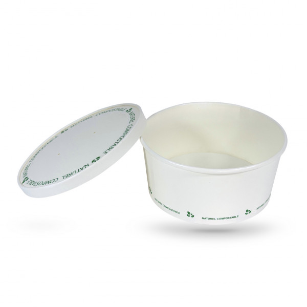 BOL SALADE COMPOSTABLE NATUREL BLANC 1300 ML Ø18.5XØ16XH8.3 CM (50 U)