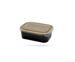 BARQUETTE NOIRE KRAFT RECTANGULAIRE 750ML L.172Xl.120XH.57MM AVEC COUVERCLE(50U)