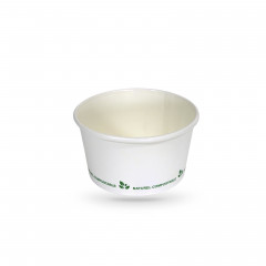 POT A SOUPE COMPOSTABLE BLANC 12OZ-440 ML AVEC COUVERCLE Ø11.5XØ9.2X6.2 CM (25U)