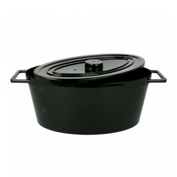 COCOTTE NOIRE REUTILISABLE 31x15x12 CM POLYCARBONATE AVEC COUVERCLE (5 U)