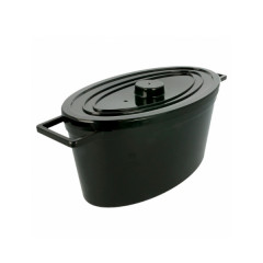 COCOTTE NOIRE REUTILISABLE 31x15x12 CM POLYCARBONATE AVEC COUVERCLE (5 U)