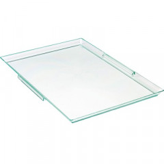 PLATEAU TRANSPARENT REUTILISABLE VERT D'EAU 274X190X14 MM (10 U)