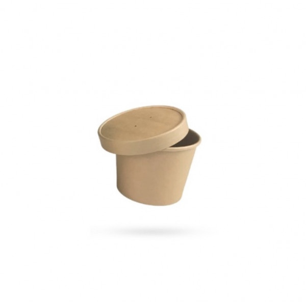 POT A SOUPE GAMME KRAFT BRUN 12OZ AVEC COUVERCLE 340 ML 97X81X74 MM (25 U)