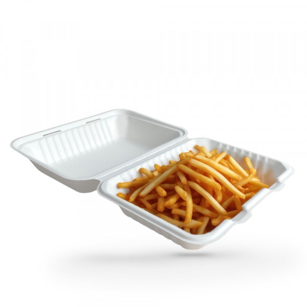 BOITE 1 COMPARTIMENT GAMME BIO EN CANNE A SUCRE 22X17X8 CM 1200 ML (50 U)