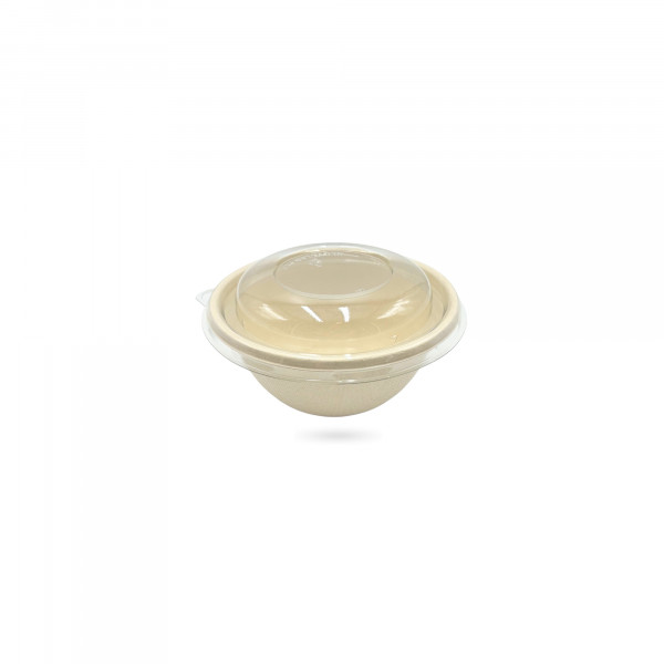 BOL ROND EN CANNE A SUCRE 16 OZ/500 ML AVEC COUVERCLE TRANSPARENT (75 U)