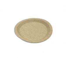 ASSIETTE RONDE PLATE EN  KRAFT BRUN - DIAMETRE 230 MM (50 U)