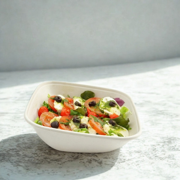 BOL SALADE CARRE BISEAUTE GAMME BIO 19X19X7CM 750 ML AVEC COUVERCLE (50 U)