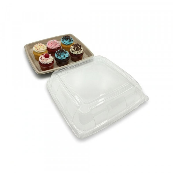 COUVERCLE PET TRANSPARENT 32X32X7 CM POUR PLATEAU REPAS CARRE (25 U)