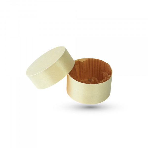 BOITE RONDE BOIS AVEC CAISSETTE ET COUVERCLE 10CL FOND Ø6.8X3.7 CM (100 U)