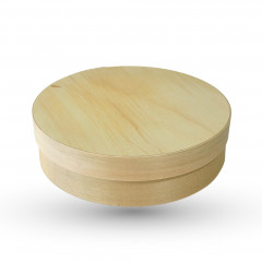 BOITE RONDE BOIS AVEC CAISSETTE ET COUVERCLE 150CL FOND Ø19.7X5.3 CM (50 U)