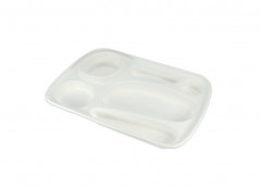 PLATEAU REPAS BLANC 6 COMPARTIMENTS GAMME BIO 39.3X28.2X4CM (COUV=C4G539C) (15U)