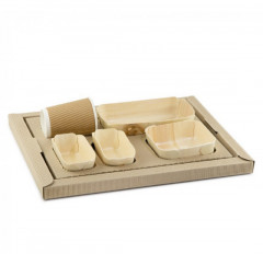 PLATEAU REPAS KIT 2 ASSIETTES/2 RAVIERS GAMME BIO 38x32x2 CM AVEC COUV. (100 U)