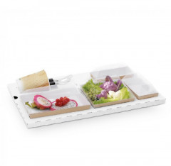 PLATEAU REPAS ETUI/2 ASSIETTES/2 RAVIERS KRAFT GAMME BIO 45x28x6.5 CM (100 U)