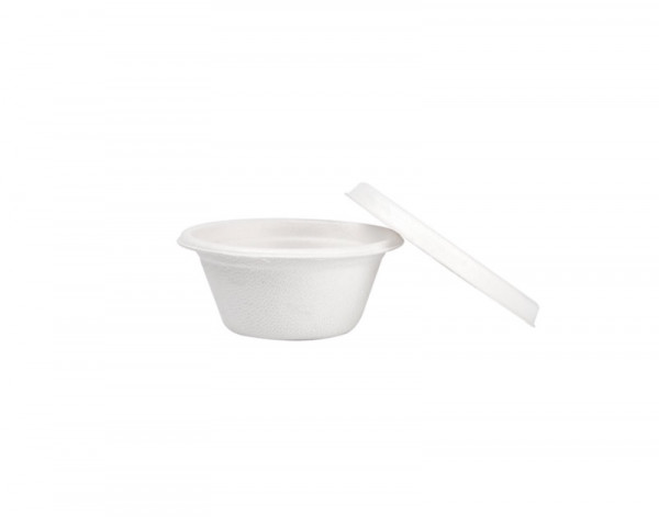 MINI POT AVEC COUVERCLE ROND BLANC 2 OZ 60 ML GAMME BIO 6.9X3+0.7 CM (50 U)