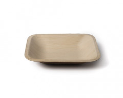 ASSIETTE CARRÉE CREUSE EN FEUILLE DE PALMIER COMPOSTABLE 160X160X45 MM (25 U)