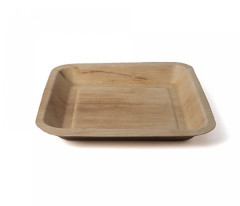 ASSIETTE CARRÉE EN FEUILLE DE PALMIER COMPOSTABLE 200X200X35 MM (25 U)