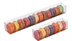 ETUI TRANSPARENT 6 MACARONS 180X45X45 MM AVEC SEMELLE DOREE (40 U)