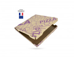 BOITE A PIZZA KRAFT PURE PATE NORMES AFNOR IMPRESSION VIOLETTE 330X35 MM (100U)
