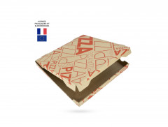BOITE A PIZZA KRAFT PURE PATE NORMES AFNOR IMPRESSION ORANGE 345X35 MM (100U)