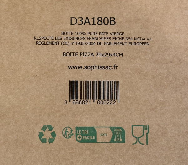 BOITE A PIZZA KRAFT BRUN 100% PATE VIERGE - SANS IMPRESSION 290X40MM (100 U)