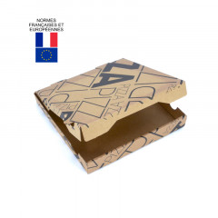 BOITE A PIZZA KRAFT PURE PATE NORMES AFNOR IMPRESSION NOIRE 240X350 MM (100U)