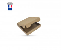 BOITE A PIZZA KRAFT BRUN 100% PATE VIERGE SANS IMPRESSION 200X40 MM (100 U)