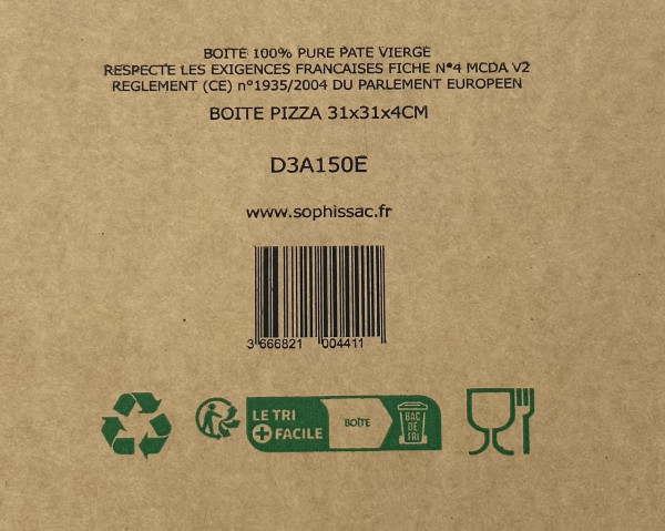 BOITE A PIZZA KRAFT BRUN 100% PATE VIERGE - SANS IMPRESSION 310X40MM (100 U)
