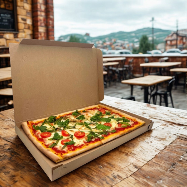 BOITE A PIZZA KRAFT BRUN PATE VIERGE SANS IMPRESSION 60X40X5 CM (50 U)
