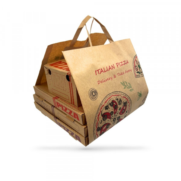 SAC DE TRANSPORT PAPIER KRAFT BRUN POUR BOITE A PIZZA 70G OUVERT 32X49CM (250 U)