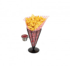 BASKET POUR FRITES RÉCIPIENT NOIR ACIER 12,8x18 CM (1 U)