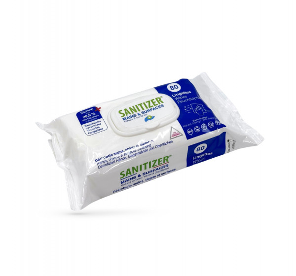 LINGETTE DESINFECTANTE AVEC ALCOOL 16X20 CM PAQUET DE 80 LINGETTES (1 U)