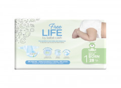 COUCHES BEBE FREE LIFE NEW BORN - T1 AVEC INDICATEUR D'HUMIDITÉ (2/4 KG) (28 U)