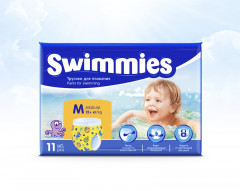 COUCHES BEBE PISCINE SWIMMIES MEDIUM - T5 (+12 KG) (11 U)