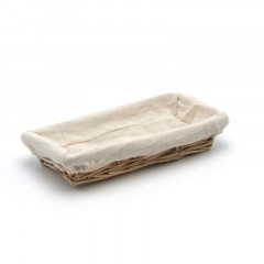 CORBEILLE RECTANGULAIRE EN OSIER+TISSU BEIGE 29X14X5 CM (1 U)