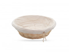 CORBEILLE RONDE EN OSIER AVEC TISSU BEIGE 37X10 CM (1 U)