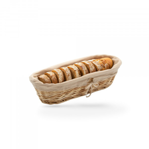 CORBEILLE RECTANGULAIRE ARRONDIE EN OSIER AVEC TISSU BEIGE 38.5X16X9 CM (1 U)
