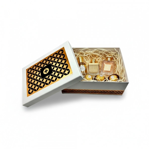 COFFRET CARTON LUXE BLANC/OR/NOIR DDG 26.5X21X10 CM (1 U)