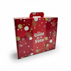 VALISETTE COFFRET CARTON LE GOUT DE LA FETE ROUGE (DEJA MONTÉE) 40X34X10CM(100U)