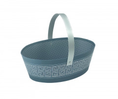 PANIER BLEU OVALE 1 ANSE PM CARTON ET DORURE A CHAUD 29X20X10 CM (1 U)